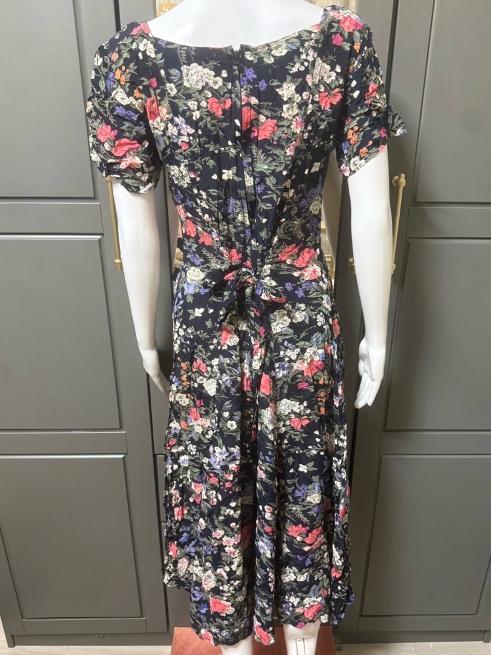 Vintage 90s Bila Cottagecore Maxi Dress -Dark Floral Rayon Boho Whimsygoth - Picture 8 of 12